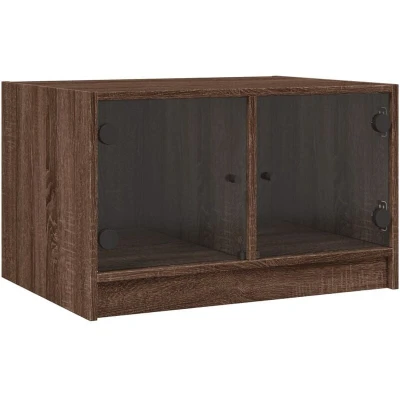 Image of vidaXL Coffee Table with Glass Doors Brown Oak 68x50x42 cm