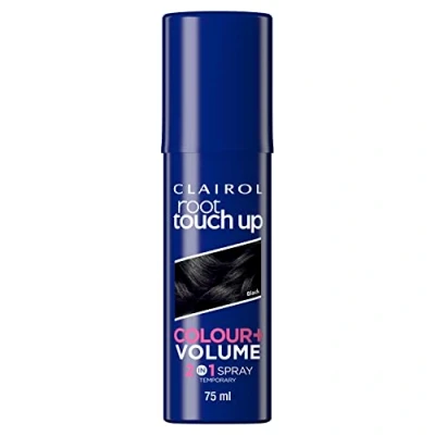 Image of Clairol root touch up color + volume 2 in 1 spray black, 75ml
