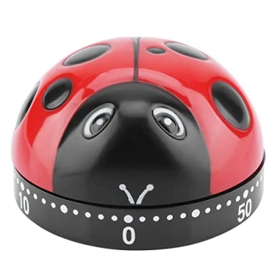 Image of Ladybug Shape Kitchen Timer, Manual Mechanical 60 Minutes Wind Up Cooking Reminder
