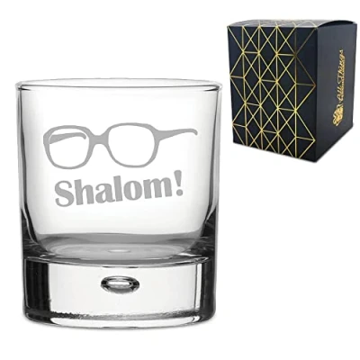 Image of Engraved Novelty Whisky Tumbler, &quot;Shalom&quot;, Gift Boxed, Perfect for Birthdays and Christmas