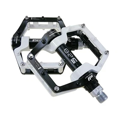 Image of shanmashi Black White 528 Mountain Bike MTB Pedals Aluminium Bicycle BMX Flat Pedal with Removable Non Slip Studs