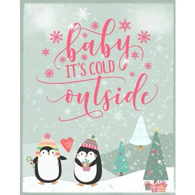 Image of Baby It&#039;S Cold Outside Penguin Christmas Winter Home Decor Art Wall Metal Sign Poster 8X12 Inches