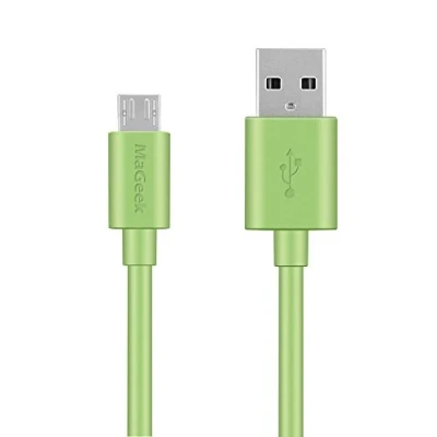 Image of MaGeek® 6ft / 1.8m Premium Extra Long Micro USB to Cable High Speed 2.0 A Male B for Samsung, HTC, Sony, Motorola, LG, Google, Nokia and More (Green)