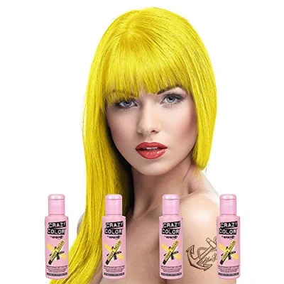 Image of Crazy Colour Semi Permanent Hair Dye By Renbow Canary Yellow No.49 (100ml) Box of 4