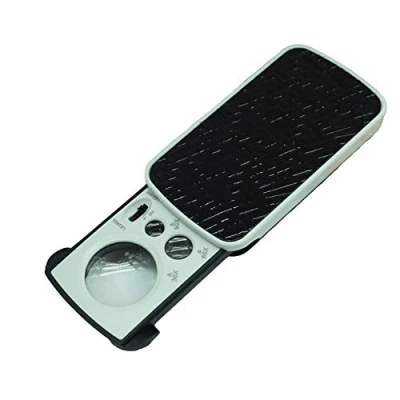 Image of Pocket Magnifying Glass LED Lighted 30X 60X 90X Magnification Loupe Portable Magnifier Best for Jewelry, Diamonds, Gems, Coins, Stamps (Black)