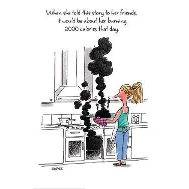 Image of Female Illustrated Humorous Birthday Card from The Look at it This Way by Fernz Range Burning 2000 Calories a Day Greeting for Her (GBCC LAGG0069)