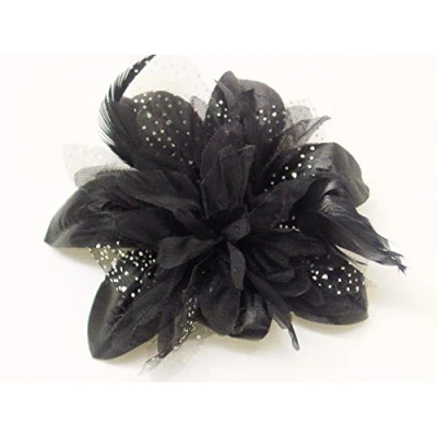 Image of La Peach Fashions Gorgeous Hair Flower Wedding Fascinator On Clear Comb Lovely Colours Size 12 cm (Black)