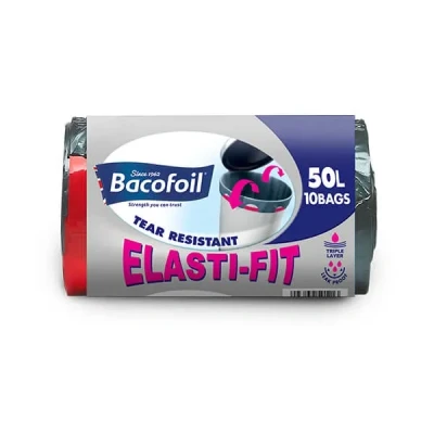 Image of Bacofoil 10 x 50L Elasti Fit Kitchen Bin Liners