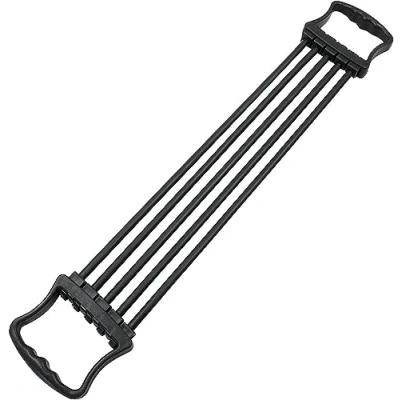 Image of Chest Expander Rubber with 5 Tubes, Adjustable Puller,Adjustable Expander,Muscle Pull Exerciser,Chest Fitness,Used for Family, Gym, Shoulders and Arms Training (BLACK)