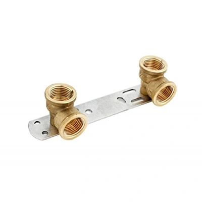 Image of 1/2&quot; x Concealed Shower Bracket/Length 100mm / Thermostatic Mixer Tap Bar Back Plate BSP Thread Faucet Connection Set