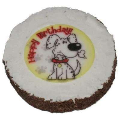 Image of Dog Birthday Cake Hatchwells Gift Present, Treat 4in dia x 3/4in thick