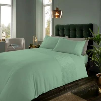 Image of GC GAVENO CAVAILIA Fancy Bedding Double Bed Set (200x200 cm) Velvet Duvet Cover With Pillowcases Hypoallergenic Comforter Linen Sets Sage Green