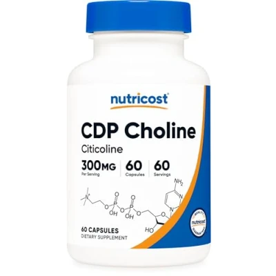 Image of Nutricost CDP Choline (Citicoline) 300mg, 60 Veggie Capsules Non GMO, Vegan Friendly, Gluten Free …