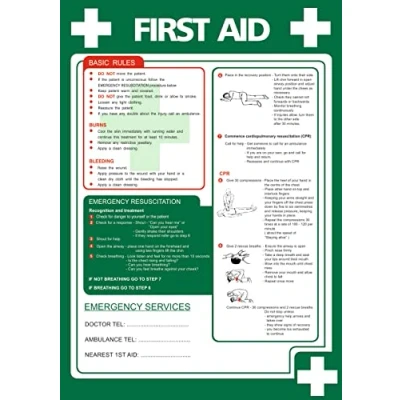 Image of Seco First Aid Poster, A2 (420mm x 594mm) 0.44mm Polypropylene