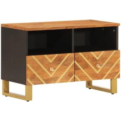 Image of vidaXL TV Cabinet Brown and Black 70x33.5x46 cm Solid Wood Mango
