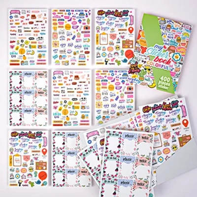 Image of colortouch Scrapbook Stickers, Sticker Set for Children, Adults, Kids, Girls, Cute Stickers Pack 400 Pcs, Book, Bullet Journal Album Laptop, Planner, Calendar, Collection