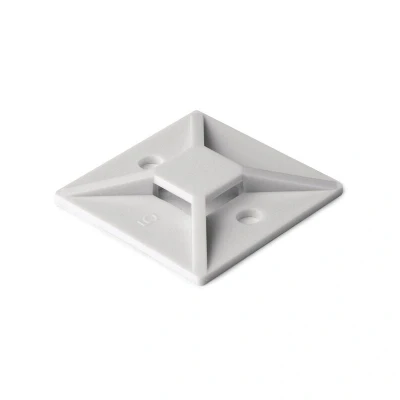 Image of HellermannTyton Cable Tie Mount, Self Adhesive, 28 x 28mm, White, Pack of 100