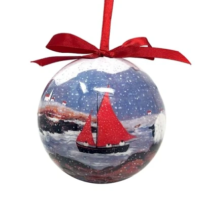 Image of Sheep Christmas Bauble by Thomas Joseph Ornament Ball Tree Decoration I Saw Three Come Sailing