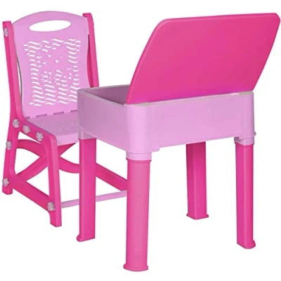 Image of A406 Kids study desk table and chair set Junior&#039;s Toddler for children boys girls gift (Light Pink)