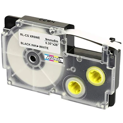 Image of Compatible XR 9WE 9WE1 Black on White 9mm x 8m Self Adhesive Label Tape for Casio KL 60 100 120 200 300 750 780 820 2000 7000 7200 8100 8200 CW L300 Makers