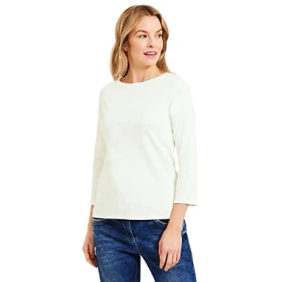 Image of Cecil Women&#039;s 317389 Basic Boatneck 03 T Shirt, Vanilla White, XS