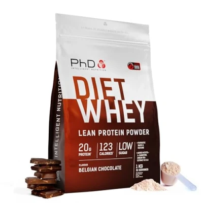 Image of PhD Nutrition Diet Whey Protein Powder Belgian Chocolate Supports Lean Muscle &amp; Recovery, 40 Servings, 1 Kg