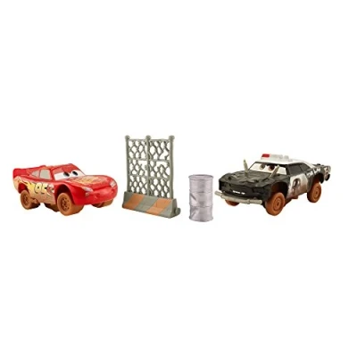 Image of Disney Cars DYB14 3 Crazy 8 Crashers Lightning McQueen and APB Vehicle (Pack of 2)