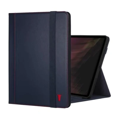 Image of TORRO Case Compatible with iPad Pro 13 (2024) Premium Leather M4 2024 Stand Function, Apple Pencil Connectivity and Wake/Sleep Function (Navy Blue Red Detail)