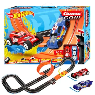 Image of Carrera Go!!! Hot Wheels™ 6.4 Race Track Set vs. HW50 Concept™ 2 Slot Cars Including Hand Regulators with Turbo Button Includes Jump Fire Ring, Looping,