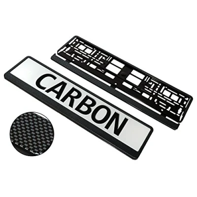Image of Master of trading PAIR (2X) CARBON APPEARANCE CAR REGISTRATION LICENSE NUMBER PLATE HOLDERS FRAMES