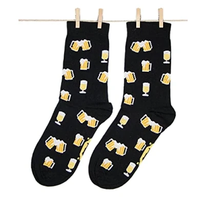 Image of Roits Men’s Beer Black Socks 7 12 Cool Happy Odd Funky Funny Design