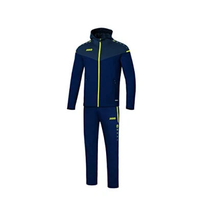 Image of JAKO Champ 2.0 M9620 Men&#039;s Tracksuit with Hood, Navy/Dark Blue/Neon Yellow, 3XL