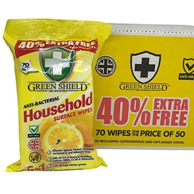 Image of Greenshield Antibac Household Surface Wipes Box,70 Each 70 (Box Of 12)