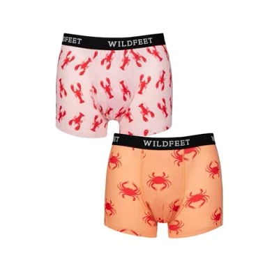 Image of Mens 2 Pair SOCKSHOP Wildfeet Patterned Trunks Lobster M