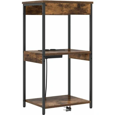 Image of Bedside Cabinet with Charging Station Shelf Storage Smoked oak Vidaxl