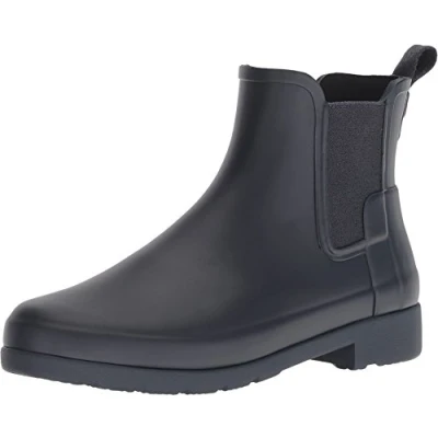 Image of Hunter Womens Original Chelsea Refined Waterproof Rubber Rain Ankle Boots Navy 6