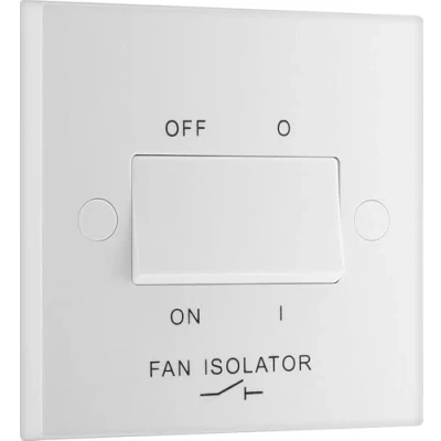 Image of BG Electrical Triple Pole Fan Isolator Switch, 10AX, White Moulded, Square Edge, 915 0J