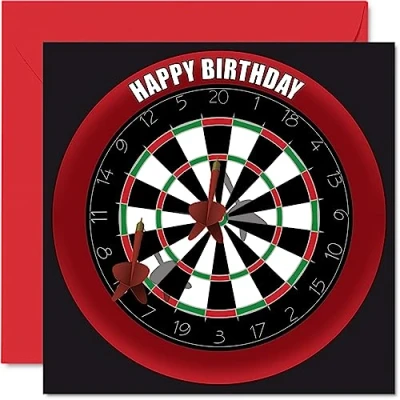 Image of Fun 71st Birthday Cards for Men Woman Dart Board Happy Card Dad Mum Great Grandad Grandpa Nanny Grandma Gran Uncle Auntie, 145mm x Sports Darts Bday Greeting