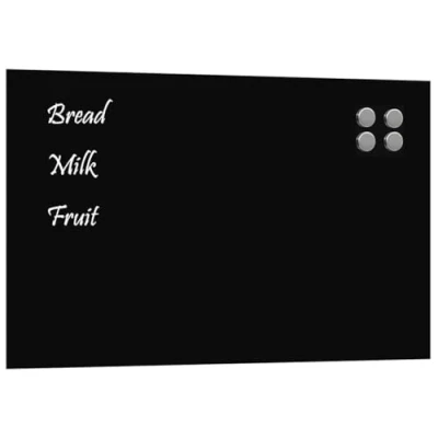 Image of vidaxl Wall Mounted Magnetic Tempered Glass Board/Black Dry Erase Notice Board 80x50 cm/Home Office School use