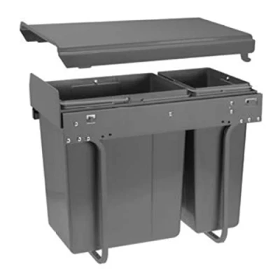 Image of Pull Out Kitchen Waste/Recycle Soft Close Bin for 300mm Cabinet Hinged Door Unit (20L + 10L)