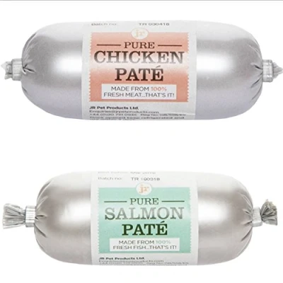 Image of JR Pet Products 10 x 80g Pure Pate Dog Treat (5 Chicken &amp; 5 Salmon) Variety Pack Reward Training