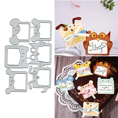 Image of 6Pcs Animal Box Metal Die Cuts, Cute Cutting Dies Cut Stencils DIY Scrapbooking Cards Decorative Embossing Paper for Album Card Making