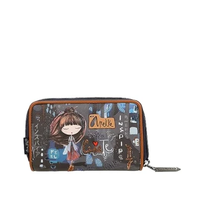 Image of Anekke Women&#039;s Medium Wallet RFID Protection Faux Leather with Contemporary Flap Closure Accessories and Measures 15x10x3cm, multicoloured, M, Casual