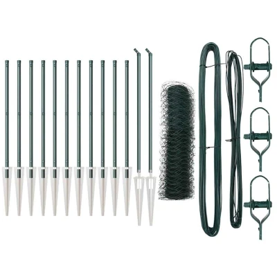 Image of vidaXL Fencing Set of 2 Forest green Galvanized steel 25 x 0.5 m