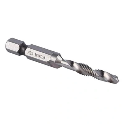 Image of Akozon Hexagonal Handle Compound Tap Drill Bits M5 HSS 1/4&quot; Hex Shank Taper Power Tool Part Tapping Bit Set