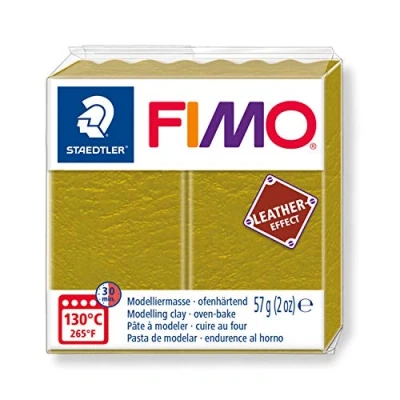 Image of STAEDTLER Fimo Leather Effect Oven Hardening Modelling Clay Olive Colour 8010 519