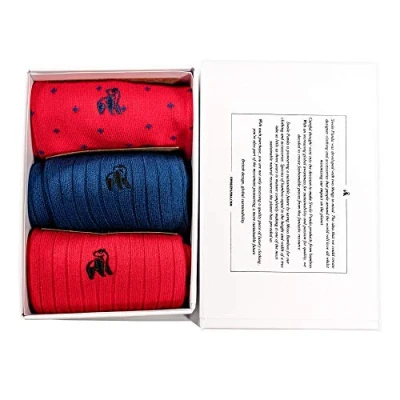Image of SWOLE PANDA Luxury Bamboo Socks for Men, Red &amp; Blue, 3 Pack, Size 7 11