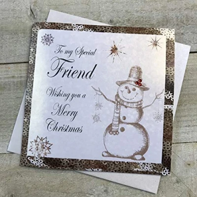 Image of WHITE COTTON CARDS C6 SF&quot;&quot;to My Special Friend&quot;&quot; Handmade Christmas Card&quot;