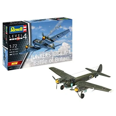 Image of Revell 04972 Junkers Ju88 A 1 &quot;Battle of Britain&quot; 1:72 Scale Unbuilt/Unpainted Plastic Model Kit, Unlackiert