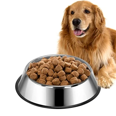 Image of Nobleza 2 Pack Stainless Steel Metal Large Dog Bowls 790ml, 25.3 cm/ 10 in Diameter Bowl Water Food Feeding Pet for Dogs with Non Slip Base